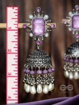 A MYSTICAL DUSK - STATEMENT EMBELLISHED OXIDISED JHUMKA EARRINGS
