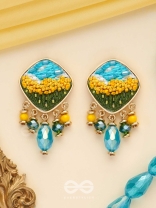 ADHITA - THE BLOOMING NATURE - RESHAM AND BEADS EMBROIDERED EARRINGS