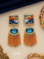 Ajyavari - The Seashore Sunshine - Resham And Stone Hand Embroidered Earrings