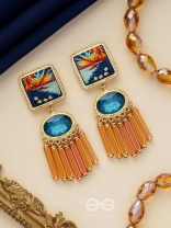 Ajyavari - The Seashore Sunshine - Resham And Stone Hand Embroidered Earrings