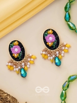 KOUSHA - A FLOWER BUD - SEQUINS, BEADS AND CUT DANA EMBROIDERED EARRINGS