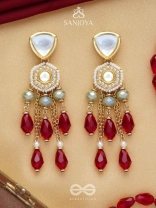 Prenkha - Scarlet Sways - Golden Embellished Polki And Kundan Earrings