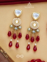 Prenkha - Scarlet Sways - Golden Embellished Polki And Kundan Earrings