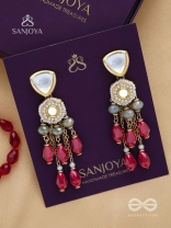 Prenkha - Scarlet Sways - Golden Embellished Polki And Kundan Earrings