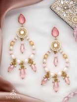 Uthila - Rosey Glow Gala - Golden Embellished Earrings
