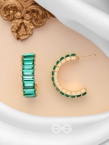 CRYSTAL GALAXIES - GOLDEN EMBELLISHED EARRINGS (GREEN)