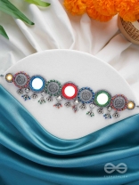 RANGAVYUHA - COLORBURST CASCADE - BEADS, MIRROR AND RESHAM EMBROIDERED AND OXIDISED NECKLACE