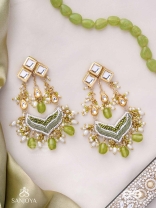 Saratas -  Mystic Mints - Beads, Polki And Kundan Finished Hand Embroidered Earrings