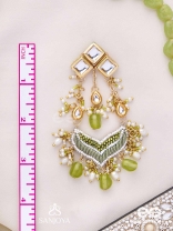 Saratas -  Mystic Mints - Beads, Polki And Kundan Finished Hand Embroidered Earrings