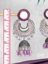 Muktavali - The Ethereal Symphony - Mirror And Beads Hand Embroidered Oxidised Earrings