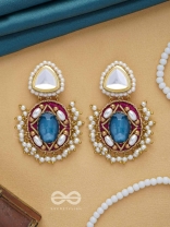 VIRAYA - ETHEREAL LUXE ESSENCE - STONE, BEADS, POLKI AND KUNDAN FINISHED EMBROIDERED EARRINGS