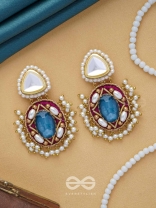 VIRAYA - ETHEREAL LUXE ESSENCE - STONE, BEADS, POLKI AND KUNDAN FINISHED EMBROIDERED EARRINGS