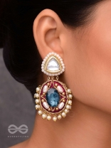 VIRAYA - ETHEREAL LUXE ESSENCE - STONE, BEADS, POLKI AND KUNDAN FINISHED EMBROIDERED EARRINGS