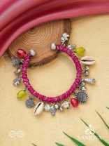 Ekarnava - The Tidal Trinkets - Charms And Shells Hand Embroidered Oxidised Bracelet