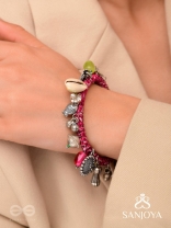 Ekarnava - The Tidal Trinkets - Charms And Shells Hand Embroidered Oxidised Bracelet