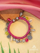 Ekarnava - The Tidal Trinkets - Charms And Shells Hand Embroidered Oxidised Bracelet