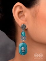 Aquatic Flutters - Silver Embellished Earrings