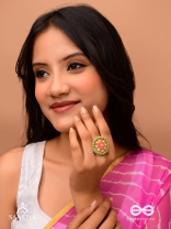 Praphulti - Blooming Blossom - Beads And Resham Hand Embroidered Ring (Adjustable)