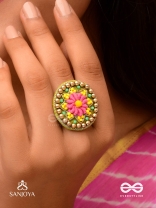Praphulti - Blooming Blossom - Beads And Resham Hand Embroidered Ring (Adjustable)
