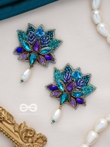 KAIRAVINI- THE LUSTROUS LOTUS - STONE, CUTDANA AND BEADS EMBROIDERED EARRINGS