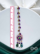 Pindalu - Majestic Plum Splendour - Beads, Sequins And Glass Drop Embroidered Earrings