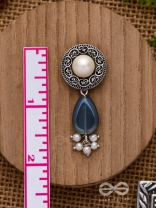 Marine Moonstone - Oxidised Pearl Jhumka Earring 