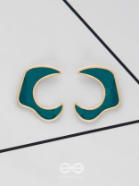 The Blue Moon - Golden Enamelled Stud Earrings