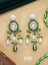Agrevana - Forest Fables - Golden Embellished Polki And Kundan Finished Hand Embroidered Earrings