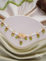 Anupta - Meadow Melody - Golden Embellished Polki And Kundan Finished Hand Embroidered Neckpiece