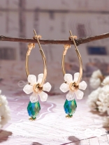 ENCHANTING FLOWERS - GOLDEN HOOP EARRINGS