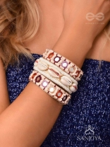 BIMBITA- THE BEACH REEFLECTIONS - MIRROR, SHELLS AND RESHAM EMBROIDERED BANGLES (SET OF 3)