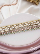 Ambaraukas- Walk On The Skyline- Beads, Polki And Kundan Finished Hand Embroidered Choker Neckpiece 