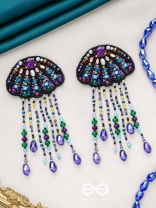 Mrdika - The Vibrant Fish - Stone, Beads And Sequins Hand Embroidered Earrings