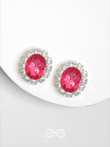 SHIMMER AND SHINE - SILVER AND PINK EMBELLISHED STUD EARRINGS