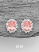 SHIMMER AND SHINE - SILVER AND PEACH EMBELLISHED STUD EARRINGS