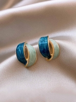 THE BLUE BAUBLES - GOLDEN ENAMELLED STUD EARRINGS