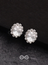 SHIMMER AND SHINE - SILVER EMBELLISHED STUD EARRINGS