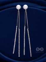 A MOONLIT PEARL - SILVER EMBELLISHED EAR JACKETS