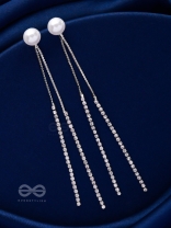A MOONLIT PEARL - SILVER EMBELLISHED EAR JACKETS