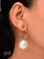 JINGLE BELL RADIANCE - GOLDEN AND WHITE EMBELLISHED PEARL EARRINGS