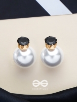 A MYSTIC PEARL - GOLDEN EMBELLISHED EARRINGS (BLACK)