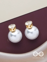 A MYSTIC PEARL - GOLDEN EMBELLISHED EARRINGS (WHITE)