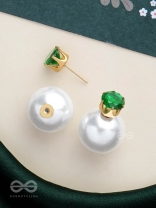 A MYSTIC PEARL - GOLDEN EMBELLISHED EARRINGS (GREEN)
