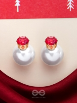 A MYSTIC PEARL - GOLDEN EMBELLISHED EARRINGS (MAGENTA)