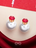 A MYSTIC PEARL - GOLDEN EMBELLISHED EARRINGS (MAGENTA)