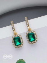 GLOWING GLIMMERS - SILVER AND GREEN EMBELLISHED EARRINGS