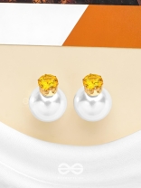 A MYSTIC PEARL - GOLDEN EMBELLISHED EARRINGS (YELLOW)