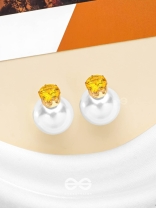 A MYSTIC PEARL - GOLDEN EMBELLISHED EARRINGS (YELLOW)
