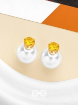 A MYSTIC PEARL - GOLDEN EMBELLISHED EARRINGS (YELLOW)