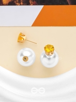 A MYSTIC PEARL - GOLDEN EMBELLISHED EARRINGS (YELLOW)